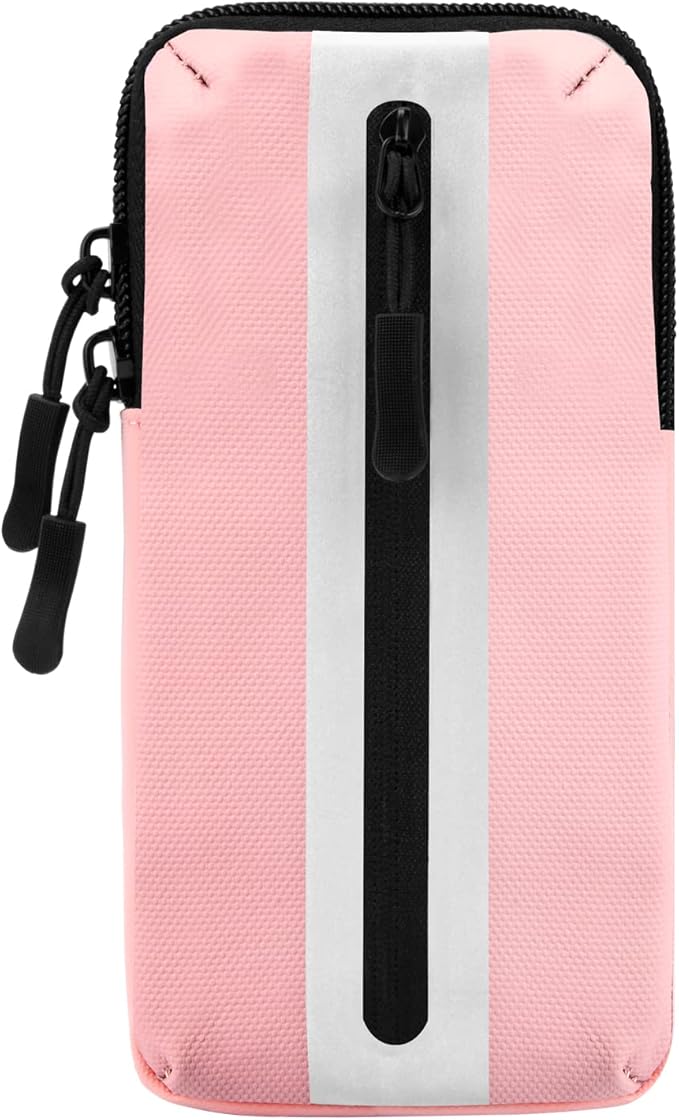 Running Phone Holder Armband, iPhone Arm Bands for Exercise, Running Arm Bands for Cell Phone, Phone Purse Cell Phone Holder for Walking (Pink)