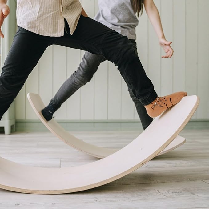 Wooden Wobble Balance Board Gentle Monster 35 Inch Rocker Board trainer, Yoga Curvy Board for Office & Classroom Adult (LIHG GREEN)