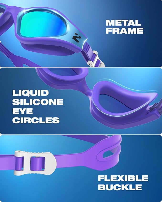 ZIONOR G1 Nava Super Anti-Fog Unisex Swim Goggles Mirror/Bright Smoke Lens