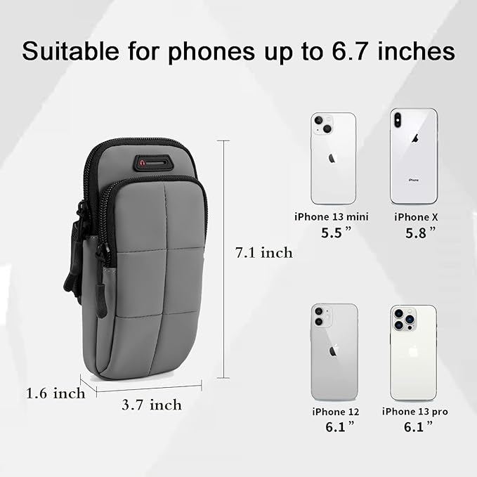 Phone Arm Bands for Running, Armband Cell Phone Holder for Exercise (Gray)