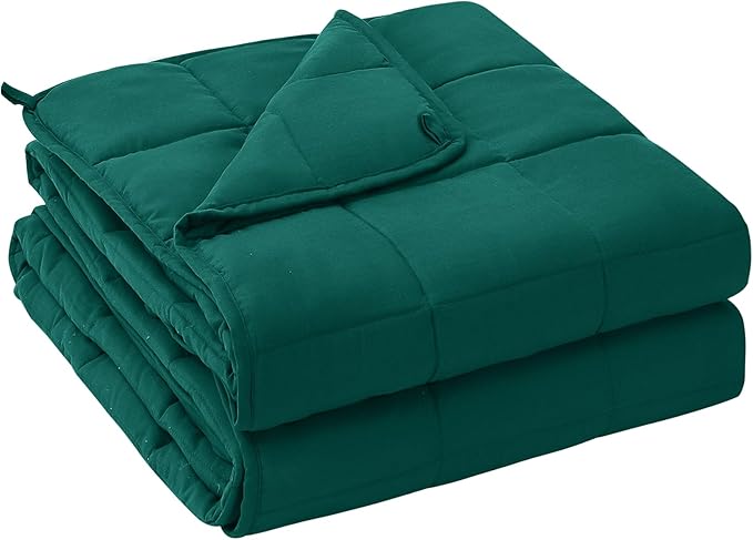 yescool Weighted Blanket for Adults (10 lbs, 48" x 72", Dark Green) Cooling Heavy Blanket for Sleeping Perfect for 90-110 lbs, Twin Size Breathable Blanket with Premium Glass Bead, Machine Washable