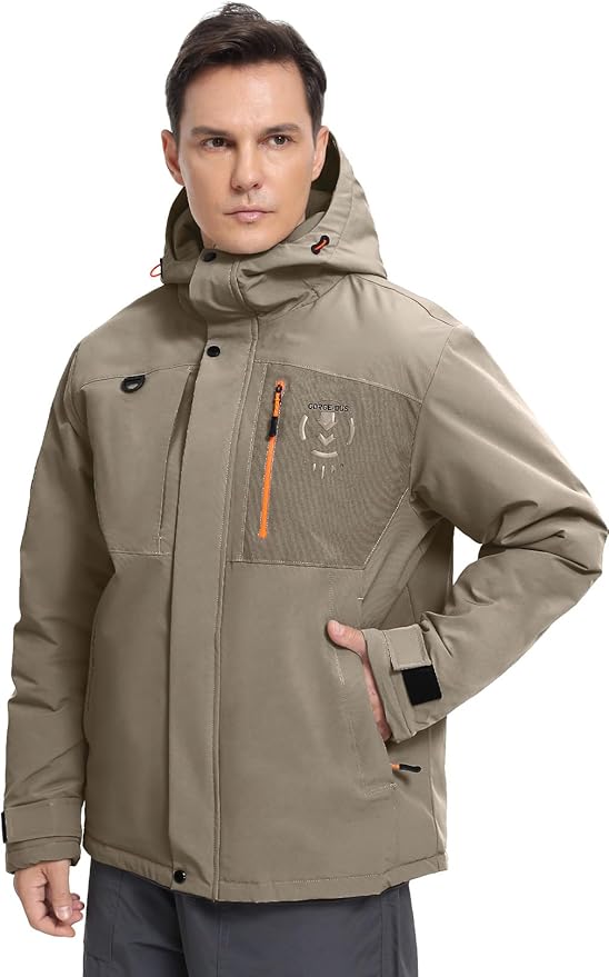 Men's Winter Jacket Waterproof Ski Snow Coat Windproof Snowboard Hooded Raincoats with Warm Graphene lining