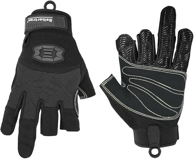 Seibertron Full or Half Finger Padded Palm Lightweight Breathable Climbing Rope Gloves for Climbers, Rock Climbing, Rescue, Adventure, Sailing, Kayaking, Outdoor Sports