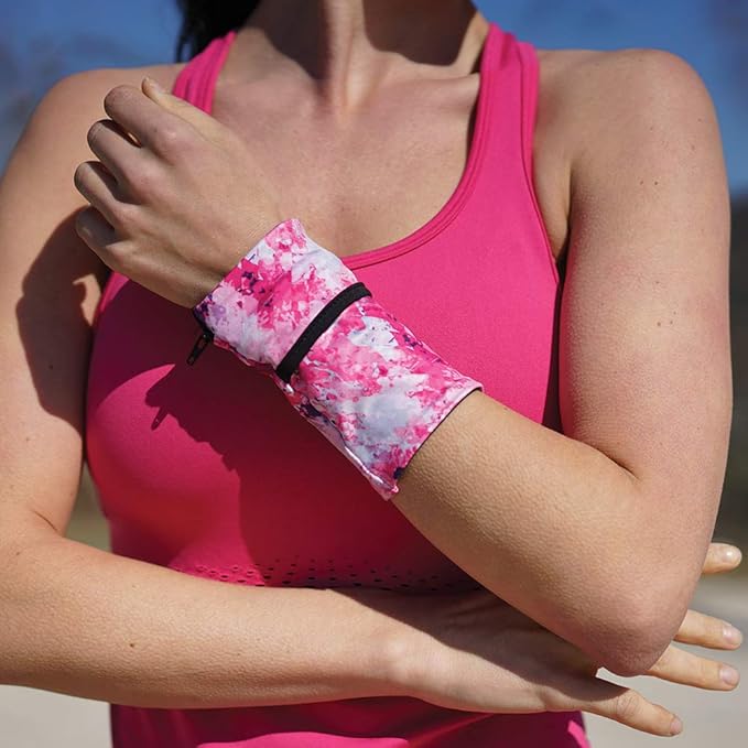 Sprigs Banjees 2 Pocket Wrist Wallet/Wrist Band/Wrist Pocket for Travel, Walking, & Running. Wallet Pouch That Holds Cash, Card, ID's, and More