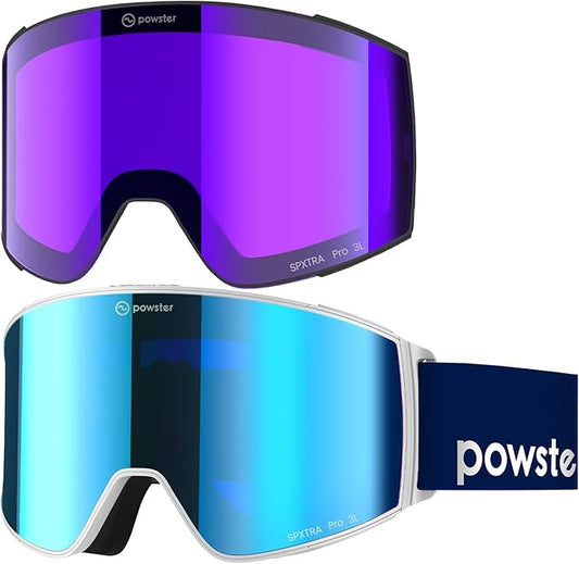 Ski Goggles Snow OTG Snowboard Goggles Magnetic Interchangeable Lens Frameless UV Protection Anti-fog mobile Skating