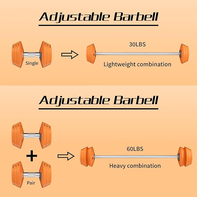 SKOK 25/55 lbs Pair Adjustable Dumbbells Set, Adjustable Weights Dumbbells Set for Men and Women with Anti-Slip Fast Adjust Weight by Turning Handle,Black Dumbbell with Tray