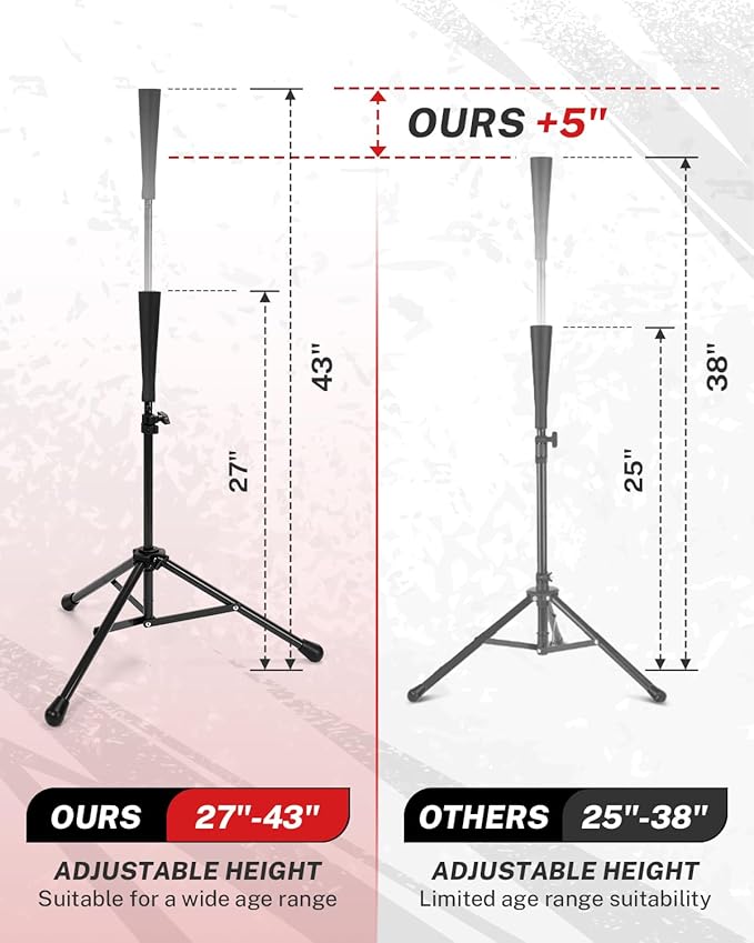 Gonex Baseball Softball Practice Hitting Batting Tripod Stand Rubber Tee Collapsible Portable with Carrying Bag