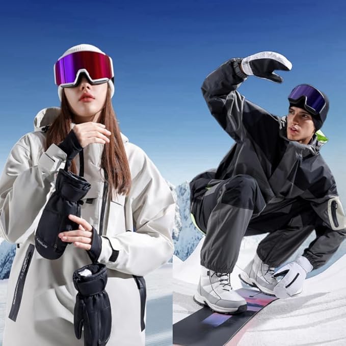 Waterproof Ski Mittens Ski Glove for Women Men Youth Winter Cold Weather Snow Gloves with Hands Warmer Zipper Pocket