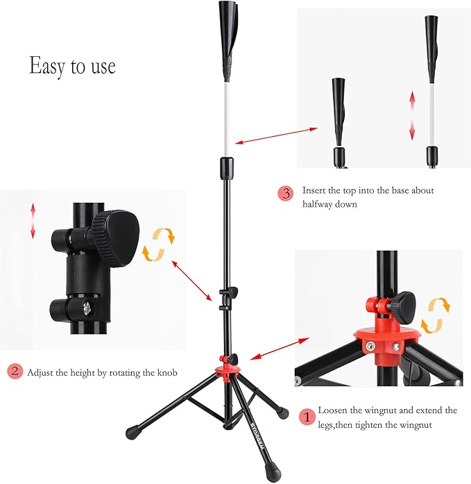 Storgem Batting Baseball tee Softball, Easy to Adjustable Height,Portable Tripod Stand Base Tee for Hitting Training Practice,with Carrying Bag