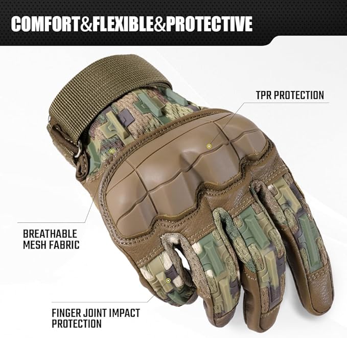 WTACTFUL Rubber Guard Tactical Gloves for Men Touchscreen Airsoft Motorcycle Hunting Outdoor
