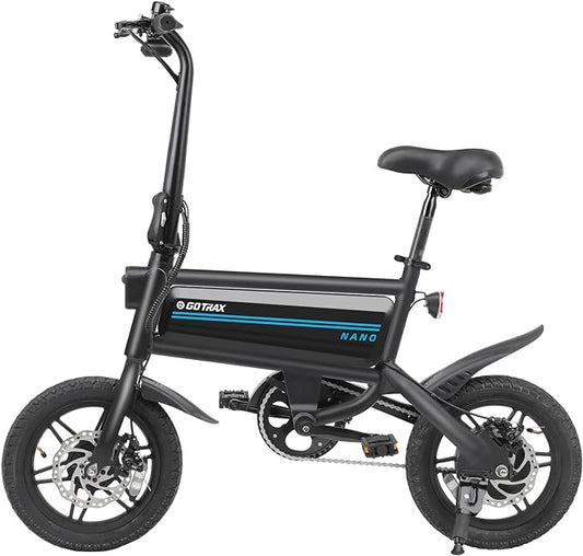 Gotrax Nano 14" Electric Bike, Max Range 25Miles(Pedal-Assist)&Max Speed 15.5Mph, 350W Folding E-Bike with Removable Battery, Adjustable Seat & Dual Mudguards, Commuter Electric Bicycle for Ages 13+