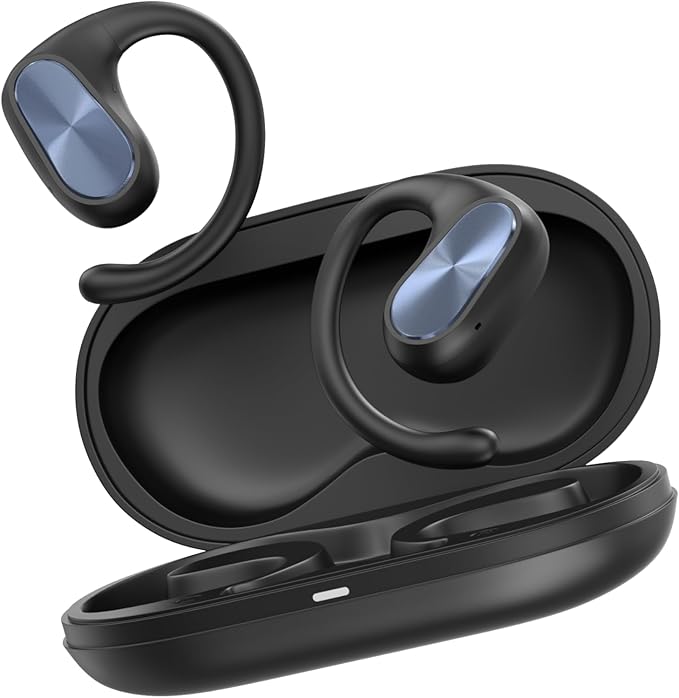 Open Ear Headphones, Bluetooth Wireless Open Ear Earbuds (0.3oz Lightweight) with 15mm Drivers, 45H Playtime, IPX5 for Sports, Fitness, Cycling, Running, Travel, Driving