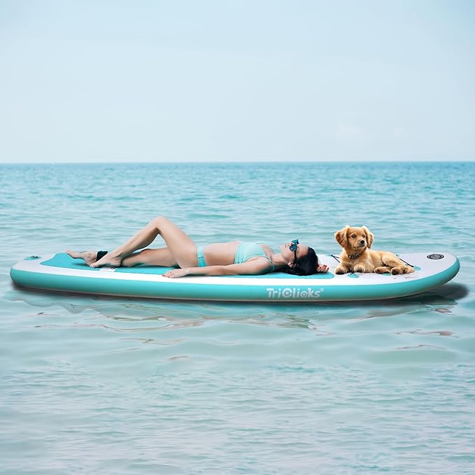 10' Inflatable Stand Up Paddle Board, Ultra-Light Wide Yoga Board for All Skill Levels with Premium SUP Paddleboard Accessories, 84L Waterproof Bag, Non-Slip Comfort Deck for Youth & Adults