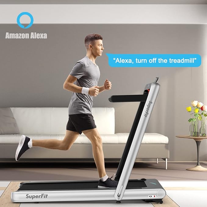 GYMAX Walking Pad, 4.75HP Under Desk Treadmill with LED Touch Screen, App Control, Built-in Speaker & Handle, 2 in 1 Folding Compact Portable Treadmill for Home Small Space