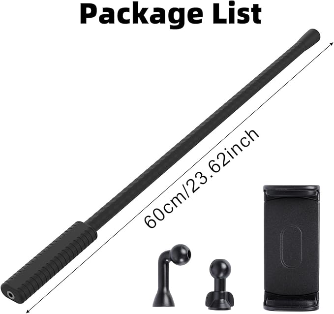 Portable Flexible Phone Holder with Handle for Treadmill, Spin Bike, Stroller, Tripod, Shopping Cart, Desk, Logitech Webcam, 23.6" / 60cm Long Arm Gooseneck Phone Mount for 4.7”- 7" Cell Phones