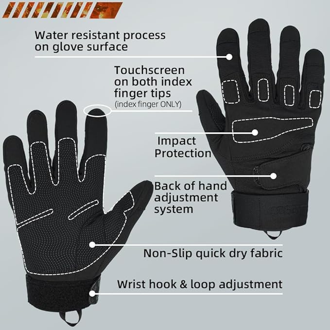 Seibertron Adult Or Youth S.O.L.A.G Sports Outdoor Water Resistant Full Finger Touchscreen Gloves
