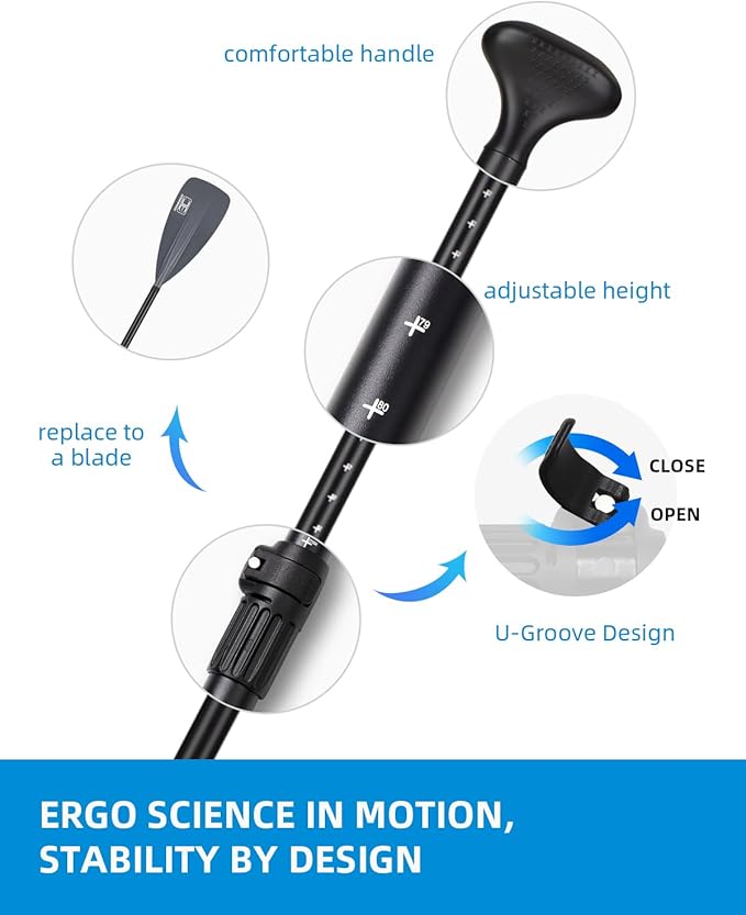 OCEANBROAD SUP Paddle - Adjustable Stand-Up Paddle for Paddleboard Kayak, Adjustable Aluminum Alloy Shaft with Reinforced Nylon Blades