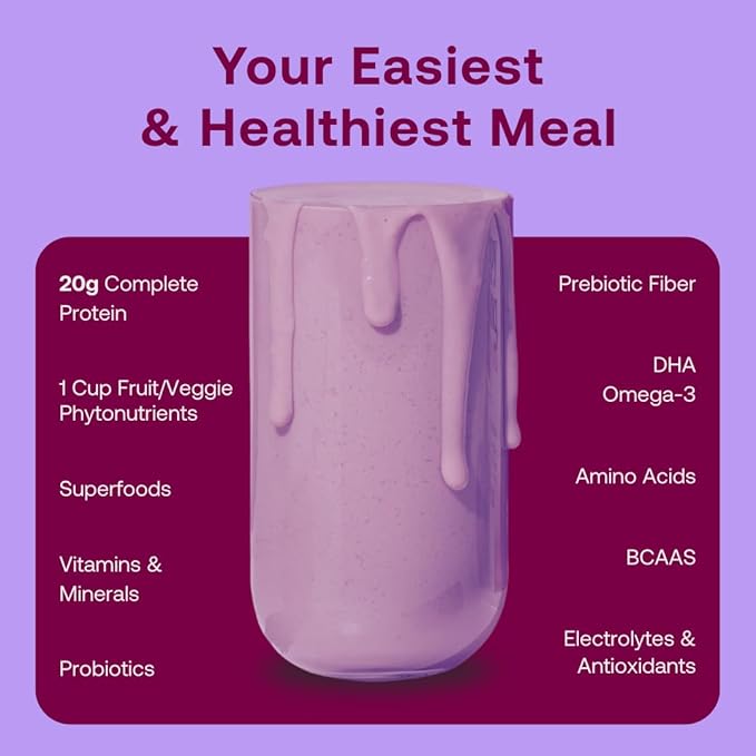 Happy Viking Berry Parfait Plant Protein Powder, Created by Venus Williams, 20G Protein, Low Carb, Keto, Vegan, Gluten-Free, Non-GMO, Superfoods, Complete Meal Replacement, 1 Canister (24 oz.)