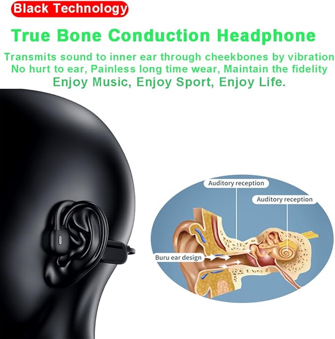 IHAO Swimming Headphones True Bone Conduction Open Ear Headset MP3 Player Built-in 32G Memory IP68 Underwater Waterproof Stereo Bluetooth Earphone for Driving Bicycling Running Skiing-S10 Black