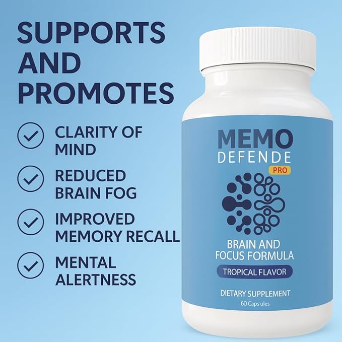 Memo Defende Pro Brain and Focus Formula, Tropical Flavor, 60 Capsules, Dietary Supplement with Vitamins and Minerals (1)