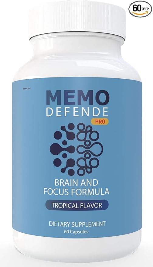 Memo Defende Pro Brain and Focus Formula, Tropical Flavor, 60 Capsules, Dietary Supplement with Vitamins and Minerals (1)