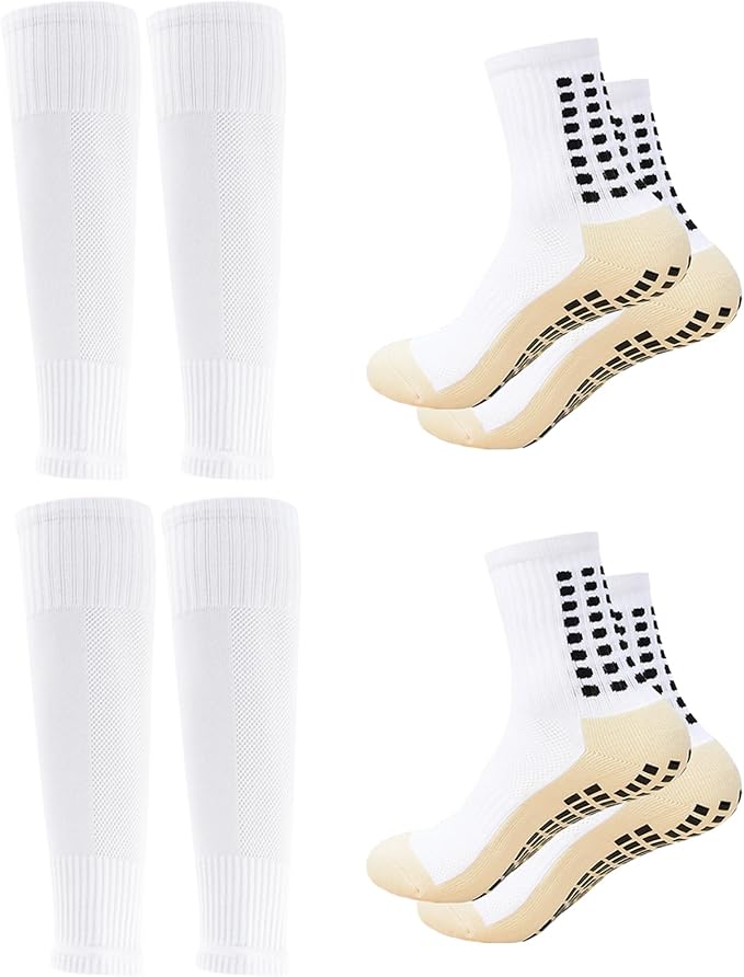Men's Soccer Non Skid Ball Socks Anti Slip Grip Non Slip Socks, Shin Guard Sleeves, With Or Without Guard Straps for Football