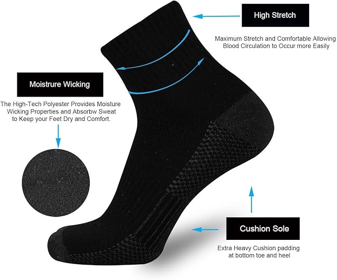 ONKE Max Full Cushion Low Cut Quarter Socks for Men Athletic Running Training Work Thick Warm Moisture Control Anti Blister