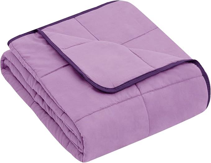 yescool Weighted Blanket (7 lbs, 41" x 60", Purple) Cooling Heavy Blanket for Sleeping Perfect for 60-90 lbs, Breathable Blanket with Premium Glass Bead, Machine Washable