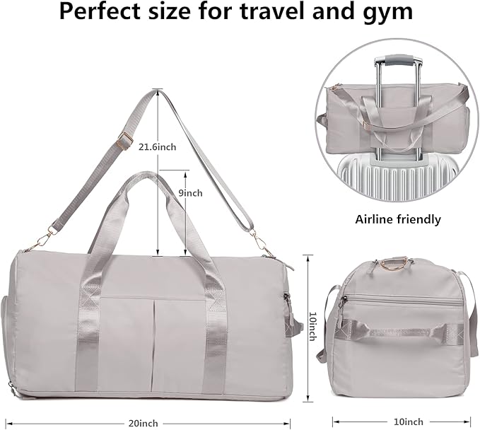 MABROUC Duffle Bag For Women, Sports Duffel Bag for Gym with Wet Pocket & Shoe Compartment, Overnight Weekender Travel Bag