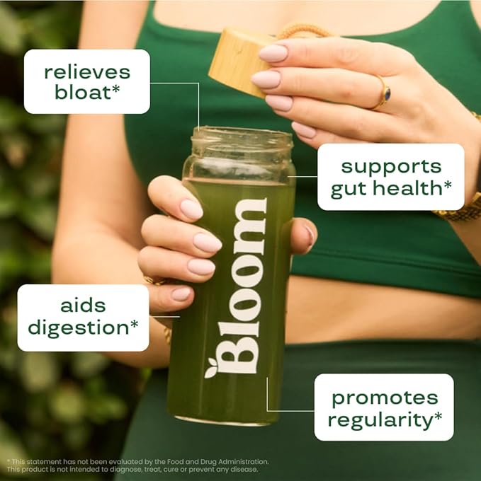 Bloom Nutrition Superfood Greens Powder, Digestive Enzymes with Probiotics and Prebiotics, Gut Health, Bloating Relief for Women, Chlorella, Green Juice Mix with Beet Root Powder, 25 SVG, Peach