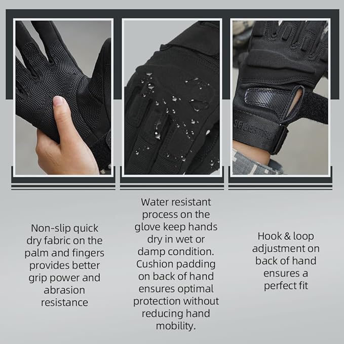 Seibertron Adult Or Youth S.O.L.A.G Sports Outdoor Water Resistant Full Finger Touchscreen Gloves