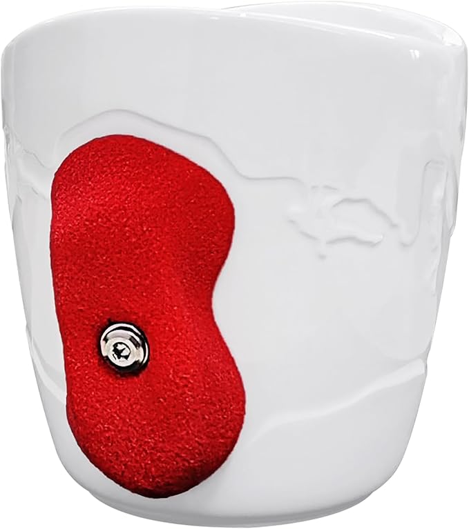 TWO STONES Rock Climbing Coffee Mug for Rock Climber as Rock Climbing Gift for Climbers (White + Red)