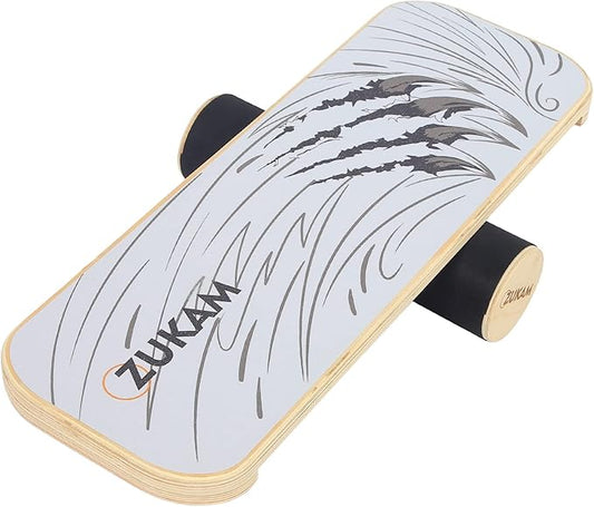 Balance Board Trainer, Wooden Balancing Board with Workout Guide to Exercise and Build Core Stability, Wobble Board for Skateboard, Hockey, Snowboard & Surf Training