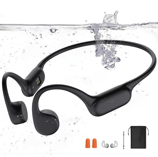 Swimming Headphones,Bone Conduction Headphones Bluetooth 5.4,IPX8 Waterproof,32G Memory Sports Headphone,Underwater Headphone with MP3-Player for Swim,Open Earphones for Swimming (Black X20)