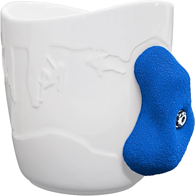 TWO STONES Rock Climbing Coffee Mug for Rock Climber as Rock Climbing Gift for Climbers (White + Blue)