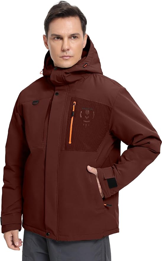 Men's Winter Jacket Waterproof Ski Snow Coat Windproof Snowboard Hooded Raincoats with Warm Graphene lining