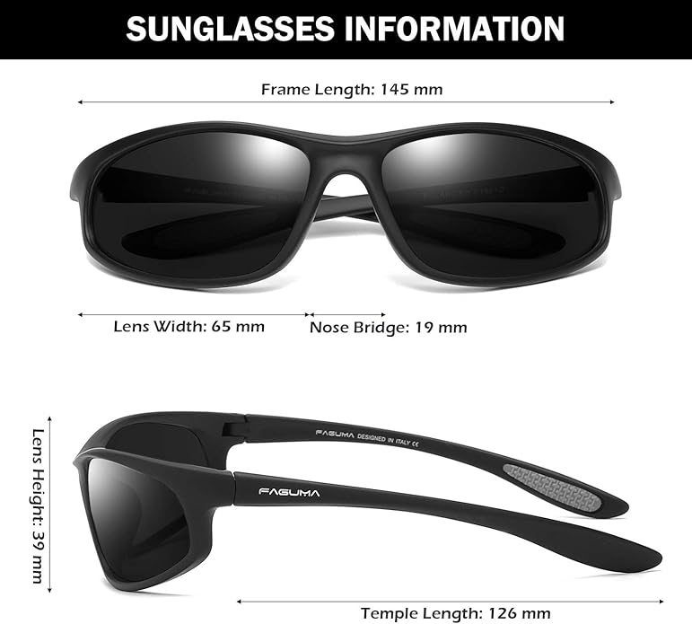 FAGUMA Polarized Sports Sunglasses For Men Cycling Driving Fishing UV400 Protection