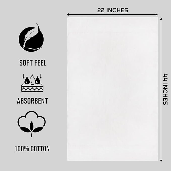 CH White Bath Towels Bulk - 22 x 44 Inches, 100% Cotton Economy Light Weight Towels for Commercial Use - Quick Dry, Ultra-Soft, and Absorbent Bulk Towels (60 Pack)