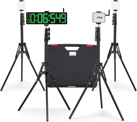 Powered Wireless Laser Timer for Sprints with High Stand, Laser Sprint Timer System, Race Clock with Tripod for Speed Training/Lap/Track Field/Football/Bike/Motorcycle