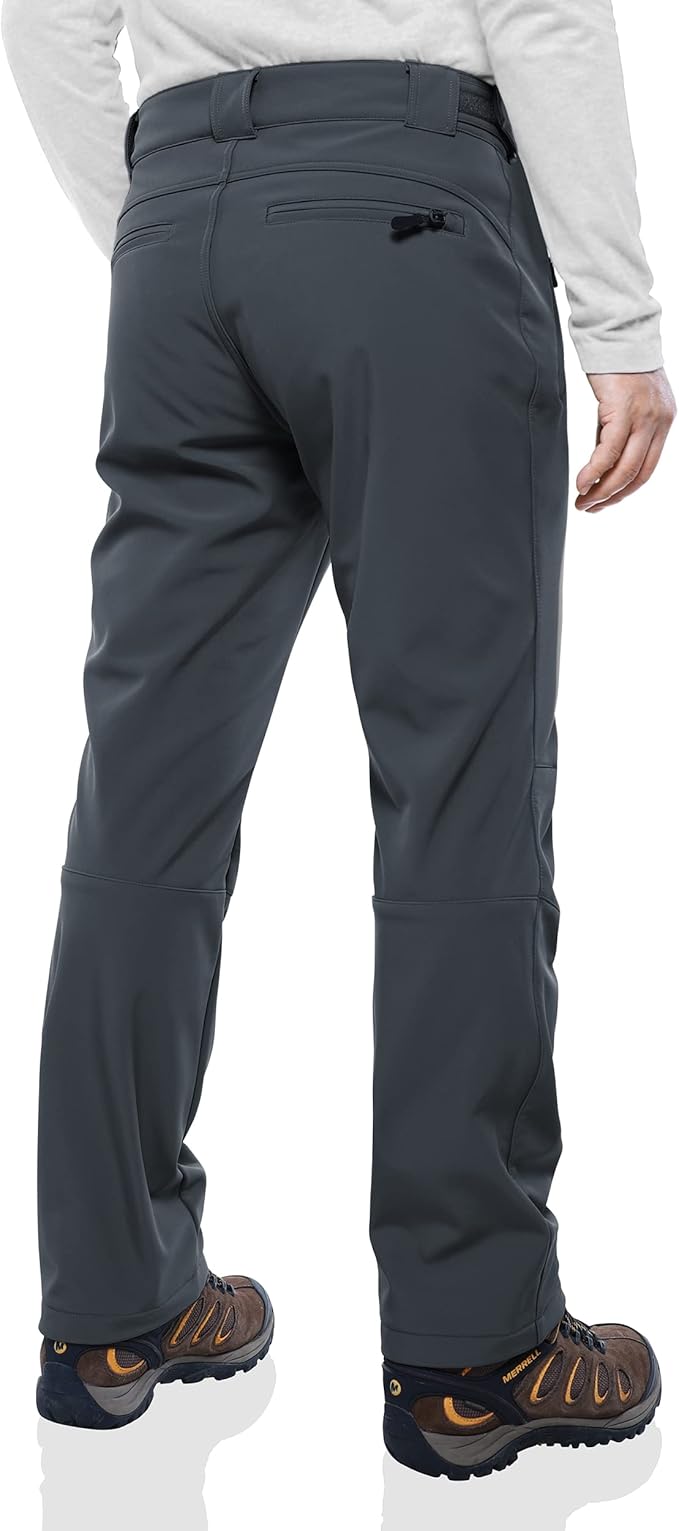 Outdoor Ventures Men's Lite Waterproof Windproof Fleece Lined Warm Hiking Ski Snow Pants Expandable-Waist