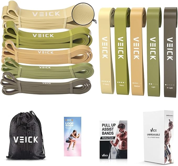 VEICK Resistance Bands for Working Out, Exercise Bands, Workout Bands, Pull Up Assistance Bands, Long Heavy Stretch Bands Set for Men and Women, Power Weight Gym at Home Fitness Equipment