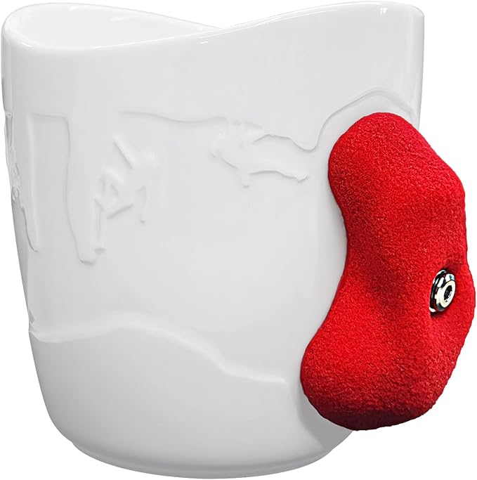 TWO STONES Rock Climbing Coffee Mug for Rock Climber as Rock Climbing Gift for Climbers (White + Red)