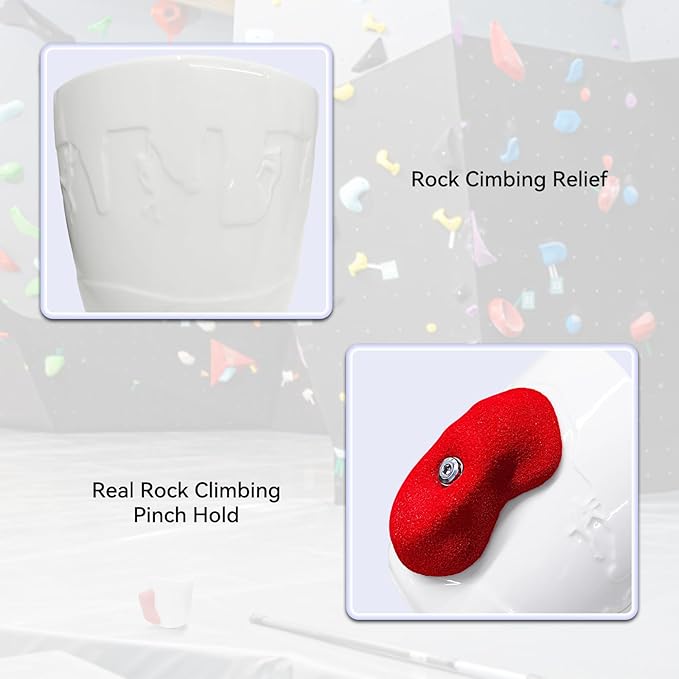 TWO STONES Rock Climbing Coffee Mug for Rock Climber as Rock Climbing Gift for Climbers (White + Red)