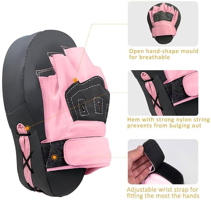 Valleycomfy Boxing Curved Focus Punching Mitts- Leatherette Training Hand Pads