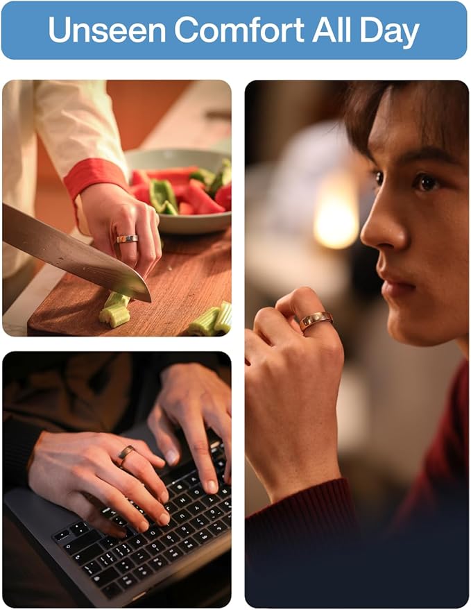 RingConn Gen 2 Air, Ultra-Thin AI Smart Ring, 10-Day Battery Life, Fitness/Sleep/Stress/HR Tracker for Women&Men, No App Fee for Standard Features, iOS & Android Compatible (Size 6, Galaxy Sliver)