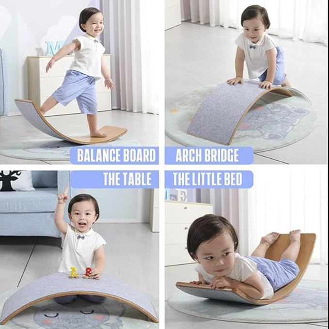 Wooden Wobble Balance Board Gentle Monster 35 Inch Rocker Board trainer, Yoga Curvy Board for Office & Classroom Adult (LIHG GREEN)