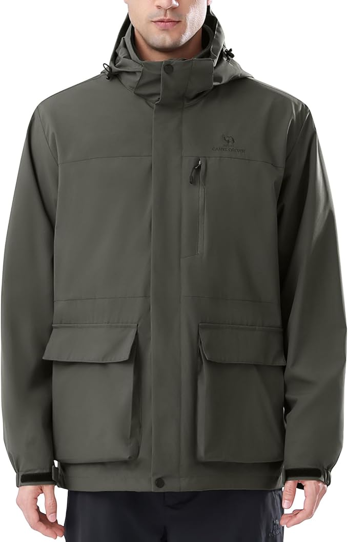 CAMEL CROWN Men's Ski Jacket 3 in 1 Waterproof Winter Jacket Snow Jacket Windproof Hooded with Inner Warm Fleece Coat