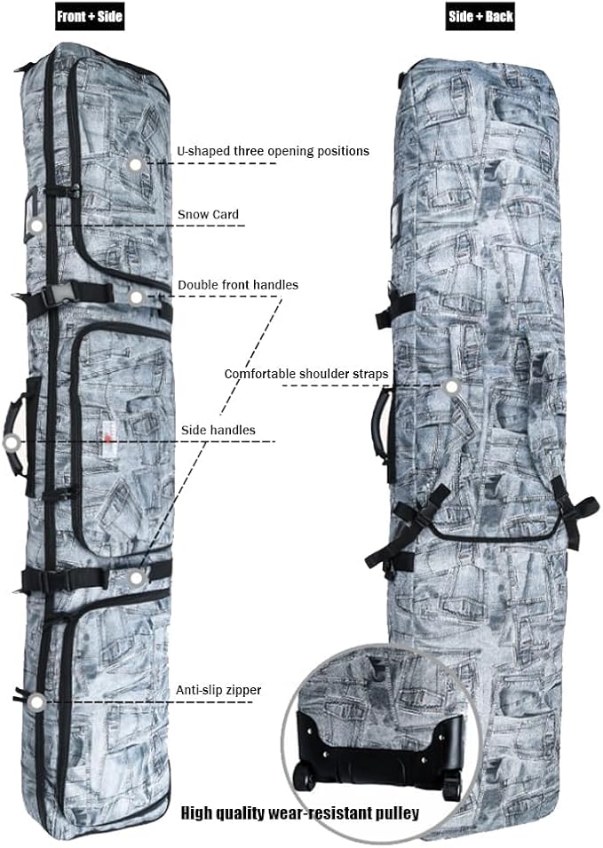 UNISTRENGH Snowboard Bag For Air Travel - Padded Snowboard Bag - Waterproof Fully Padded Snowboarding Travel Bag For Flying - Up to 165 CM Snowboards