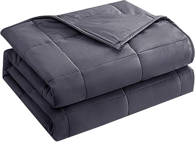 yescool Weighted Blanket for Adults (15 lbs, 48" x 72", Grey) Cooling Heavy Blanket for Sleeping Perfect for 140-160 lbs, Twin Size Breathable Blanket with Premium Glass Bead, Machine Washable
