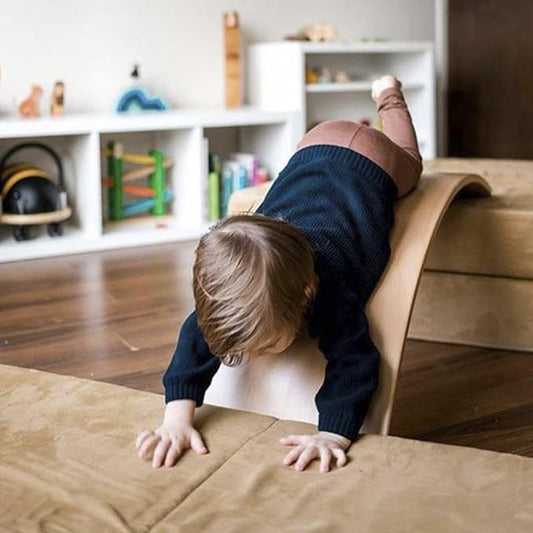 Wooden Wobble Balance Board Gentle Monster 35 Inch Rocker Board trainer, Yoga Curvy Board for Office & Classroom Adult (YELLOW)